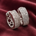 Silver Stone Studded Hoop Earrings