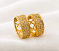 Gold Stone Studded Hoop Earrings