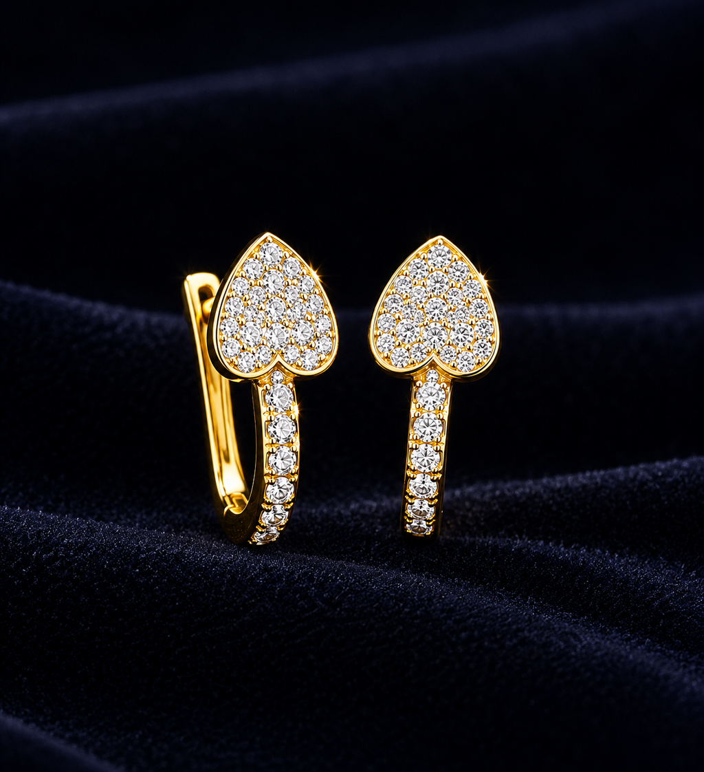 Elegant Heart Stud Hoops