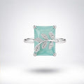 Aqua green Elegant Leaf Stone Ring