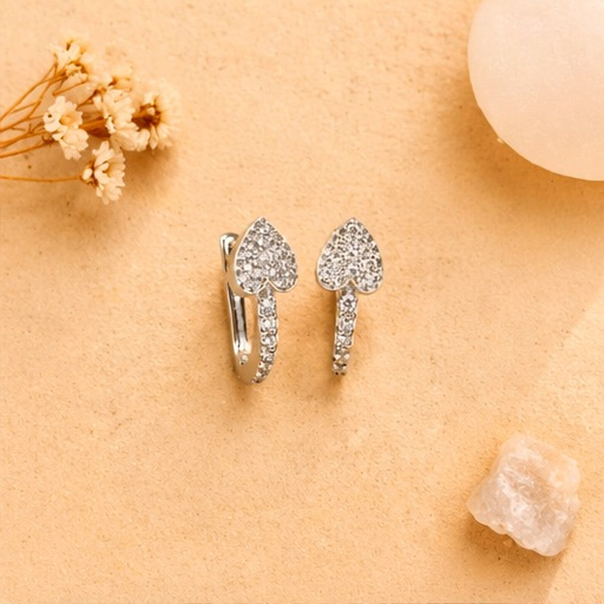 Elegant Heart Stud Hoops